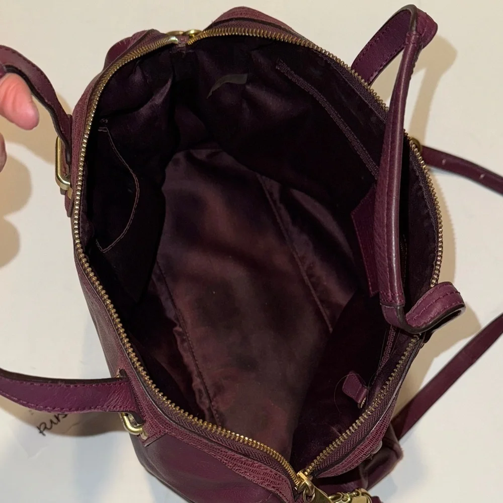 Coach Maroon Leather Satchel with Gold Accents